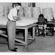 Queensland Institution for Blind, bed shop, August 1952